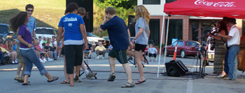 Dancing in the street.